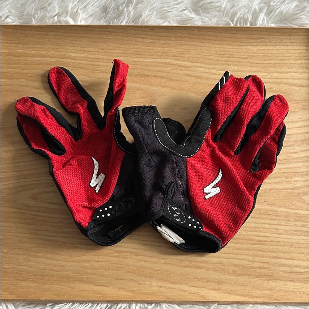 Red and Black Cycling Gloves
